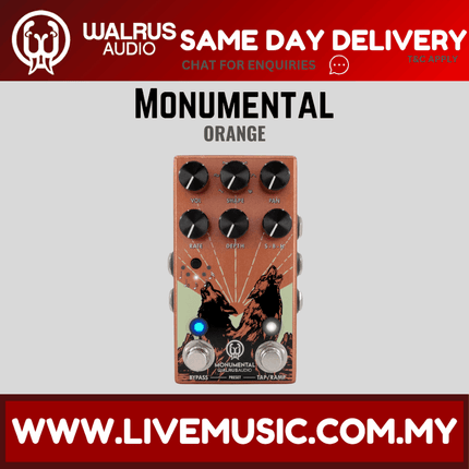 Walrus Audio Monumental Stereo Harmonic Tap Tremolo Guitar Effects Pedal, Orange