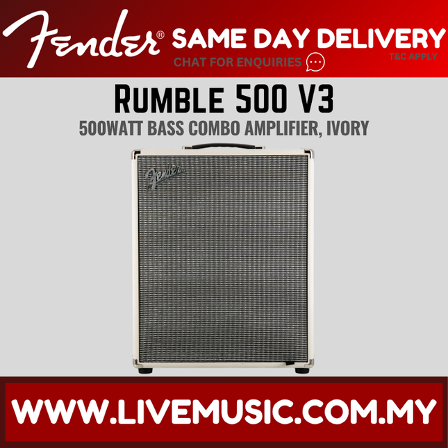 Fender Rumble 500 - 500 watts, 2x10" Bass Amplifier (Rumble500) - Black / Ivory