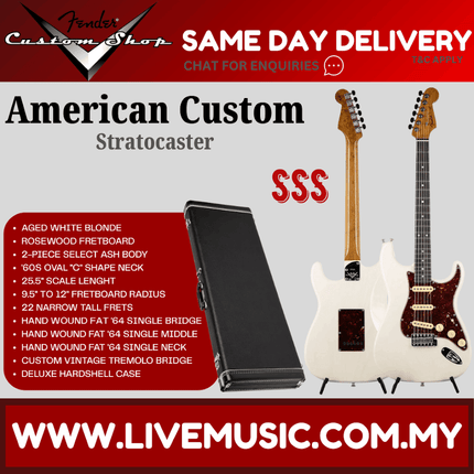 Fender Custom Shop American Custom Stratocaster Guitar, RW FB, Aged White Blonde