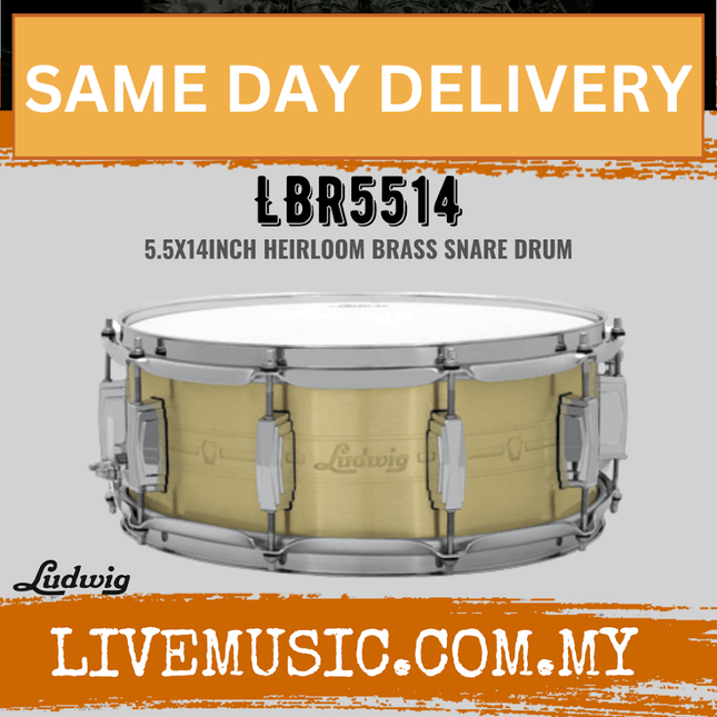Ludwig LBR5514 5.5x14inch Heirloom Brass Snare Drum