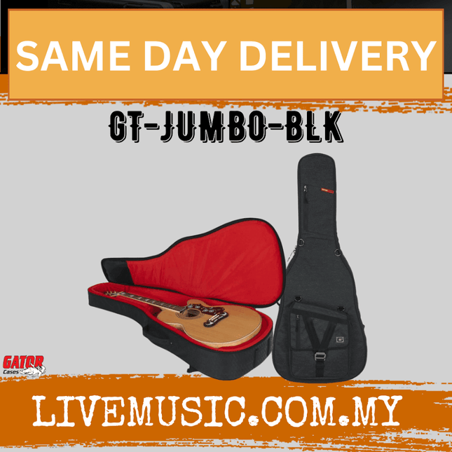 Gator GT-JUMBO-BLK Black Transit Bag For Jumbo Acoustic Guitar (GT JUMBO BLK/GTJUMBOBLK)