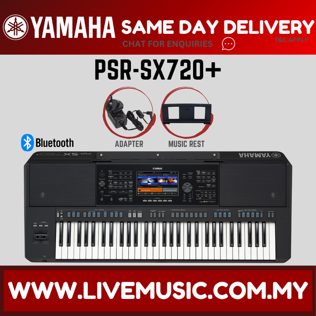 ( NEW MODEL 2026 ) Yamaha PSR-SX720+ 61-key Professional Arranger Workstation w/Accessories ( PSRSX720PLUS / SX720 ) Replace PSR-SX720 SX-720