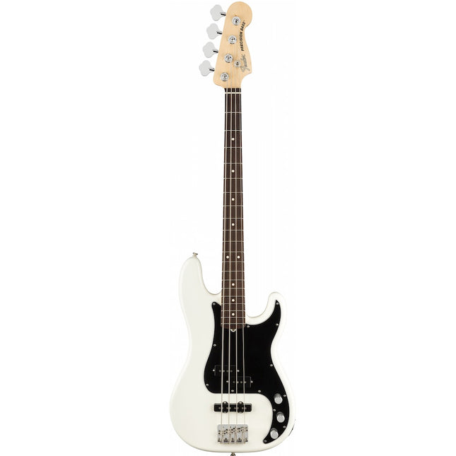 Arctic white electric bass guitar with rosewood-colored fretboard
