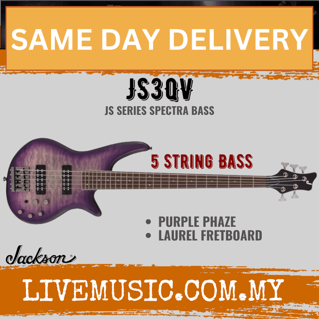 Jackson JS Series Spectra Bass JS3QV QMT 5-String Electric Bass Guitar - Purple Haze