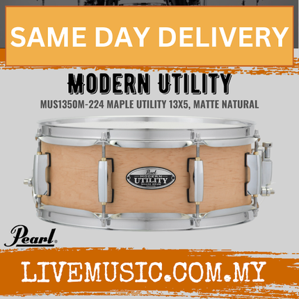 Pearl MUS1350M/224 13x5" Modern Utility Maple Snare Drum, Matte Natural