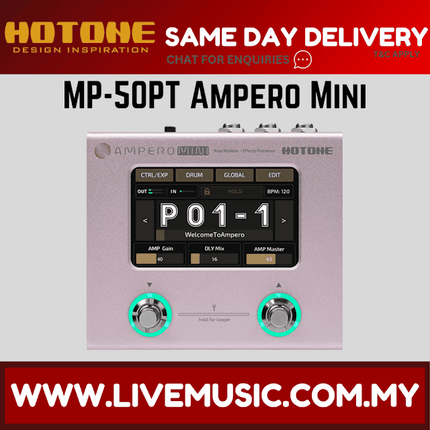 Hotone MP-50PT Ampero Mini Guitar Multieffects Pedal w/9V adapter, Purple Taro ( MP 50PT/  MP50PT )