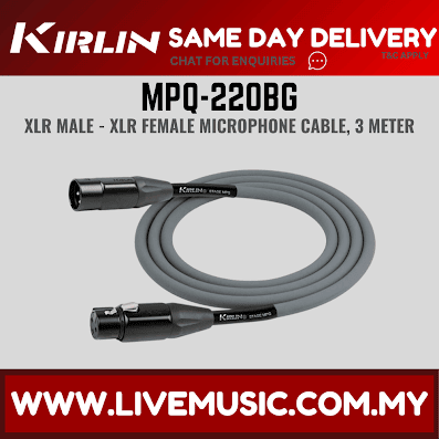 Kirlin MPQ-220BG /GA 3 Meter Stage Microphone Cable Metal Connector XLR Male to XLR Female Mic Cable - Gray(MPQ 220BG/MPQ220BG)