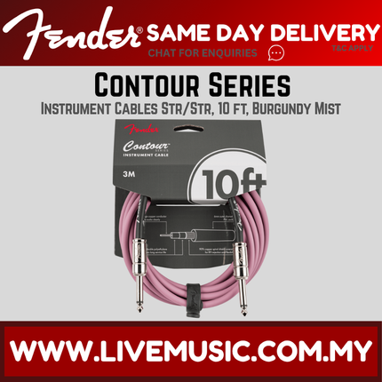 Fender 10FT Contour Series Instrument Cable, Burgundy Mist / Sherwood Green / Inca Silver / Lake Placid Blue