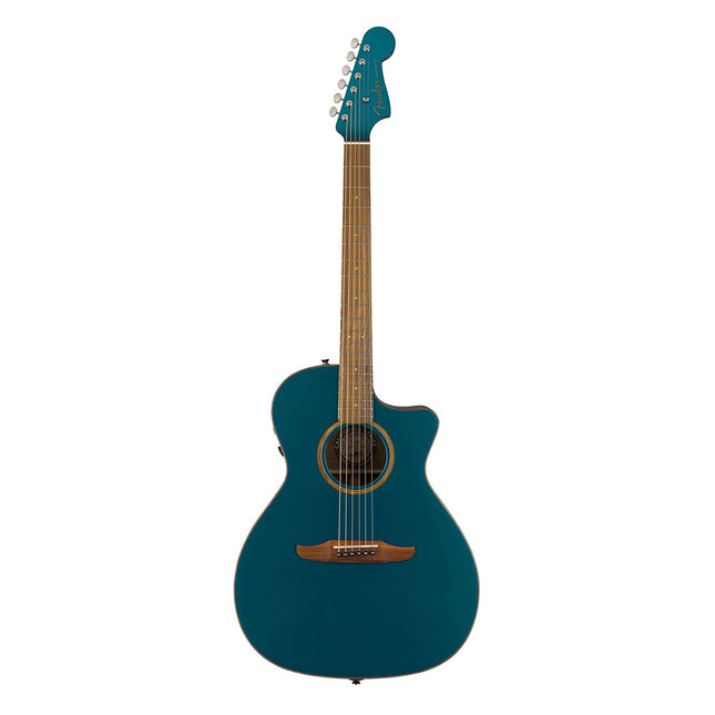 Fender California Newporter Classic Medium-Sized Acoustic-Electric Guitar with Bag - Cosmic Turquoise