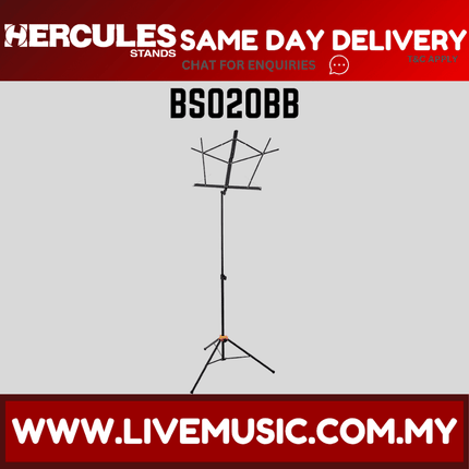Hercules BS020BB Ultra Light Compact Music Stand With Bag ( BS-020BB / BS 020BB )