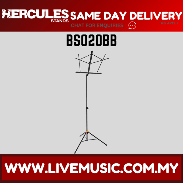 Hercules BS020BB Ultra Light Compact Music Stand With Bag ( BS-020BB / BS 020BB )