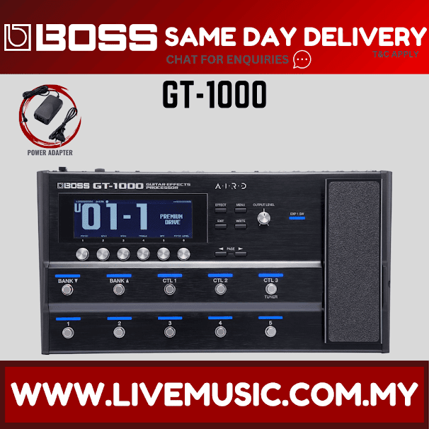 Boss GT-1000 Mulit-Effects Guitar Pedal with Adapter (GT1000)