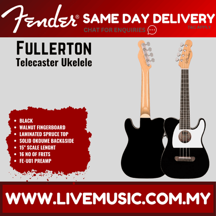 Fender Fullerton Telecaster Ukulele, Black