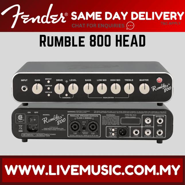 Fender Rumble 800 Bass Head Amplifier, 230V UK
