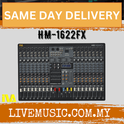 IVA HM-1622FX 8 Mic, 2 Subgroup Audio Mixer With Dual 7-Band EQ, Dual FX, USB MP3 ( HM1622FX / HM 1622FX )