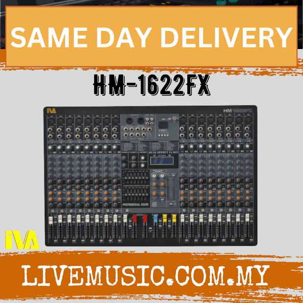 IVA HM-1622FX 8 Mic, 2 Subgroup Audio Mixer With Dual 7-Band EQ, Dual FX, USB MP3 ( HM1622FX / HM 1622FX )