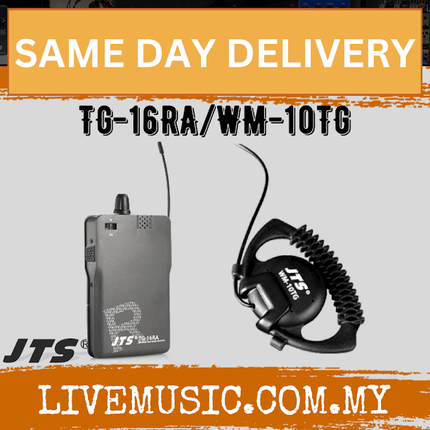 JTS TG-16RA/WM-10TG Series Wireless Tour Guide Receiver with External Antenna & Single High Definition Earphone