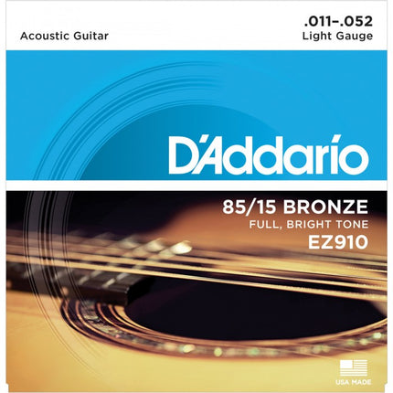 D'Addario EZ910 - 85/15 Bronze Acoustic Strings, Light (11-52)(DAddario)