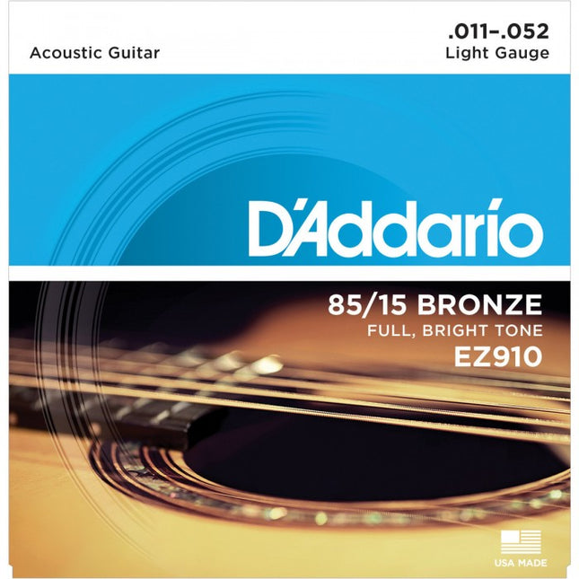 D'Addario EZ910 - 85/15 Bronze Acoustic Strings, Light (11-52)(DAddario)