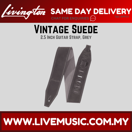 Livingston VSG-25 2.5 Inch Vintage Suede Guitar Strap, Grey ( VSG 25 VSG25 )