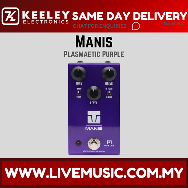 Keeley Manis Overdrive Guitar Pedal, Plasmaetic Purple