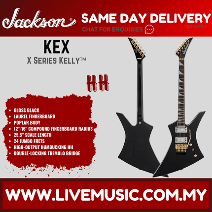 Jackson X Series Kelley KEX Electric Guitar, Laurel FB, Gloss Black