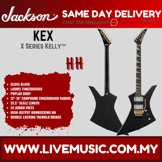 Jackson X Series Kelley KEX Electric Guitar, Laurel FB, Gloss Black
