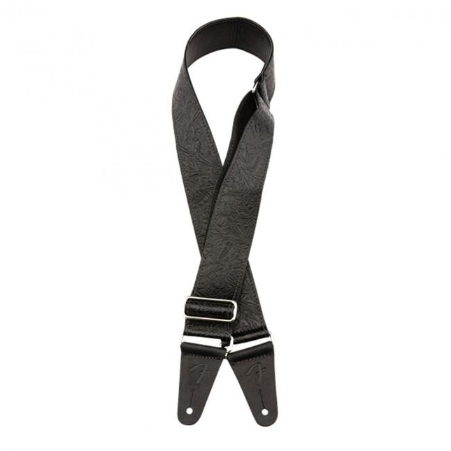 Fender 2inch Tooled Leather Guitar Strap - Black