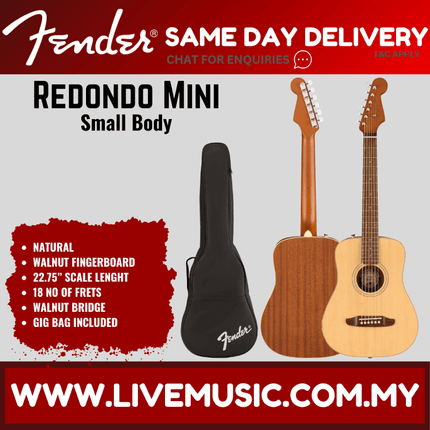 Fender California Redondo Mini Guitar w/Bag, Natural