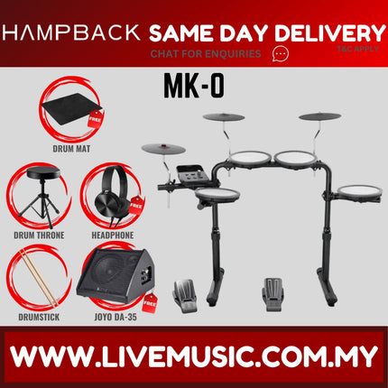Hampback MK-0 Full Mesh Digital Drum Set w/Headphone, Drumstick And Drum Throne - ( MK0 MK 0 )