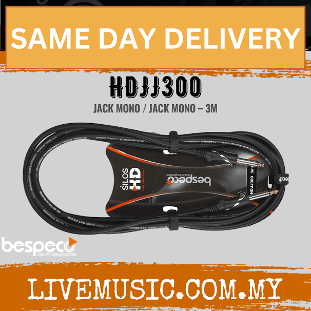 Bespeco HDJJ300 Silos HD Series Instrument Cable Jack to Jack 3M ( HDJJ-300 )