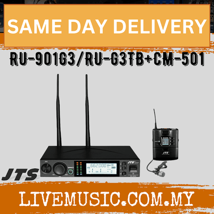 JTS RU-901G3+RU-G3TB+CM-501 Single Channel True Diversity UHF Bodypack Wireless System Transmitter+ Lavalier microphone