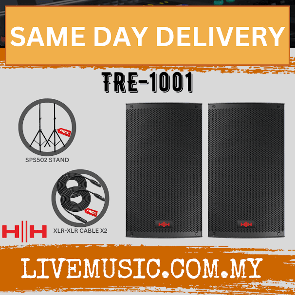 HH Electronic Tensor TRE1001 Active PA Speaker With Speaker Stand And Cable - Each / Pair ( TRE-1001 / TRE 1001 )