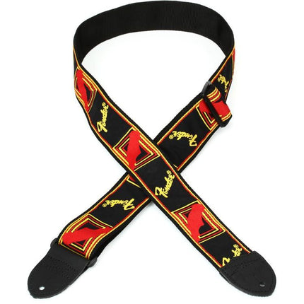 Fender 2 Inch Monogrammed Strap, Black/Yellow/Red