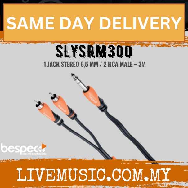 Bespeco SLYSRM300 Interlink Cable - 2 x Jack mono / 2 x RCA Male ( SLYSRM 300 / SLYSRM-300 )