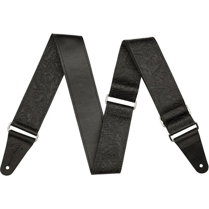 Fender 2inch Tooled Leather Guitar Strap - Black