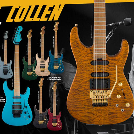 Jackson USA Signature Phil Collen PC1 Satin Stain Electric Guitar, Flame Maple Fretboard - Transparent Amber (PC-1/PC 1)