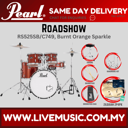 Pearl Roadshow RS525SB/C Drum Set with Zildjian ZP4PK Cymbal set, Drum Throne