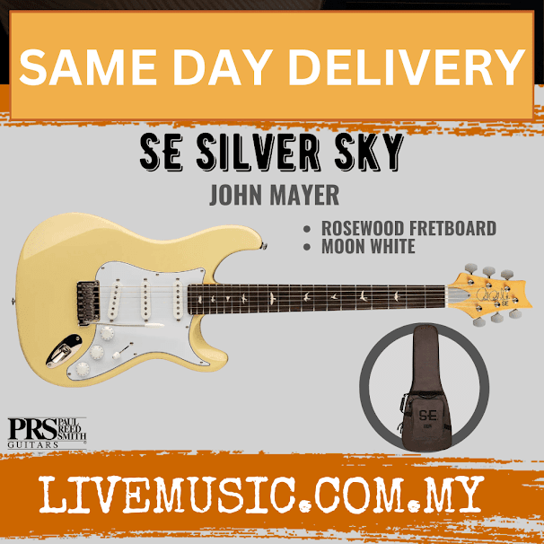 PRS SE Silver Sky Electric Guitar, Moon White