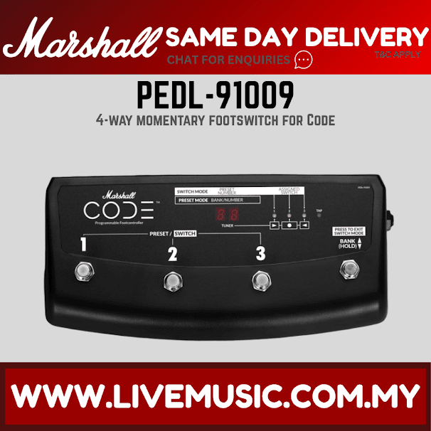 Marshall PEDL-91009 - Footswitch for Code Amplifier CODE25/CODE50/CODE100 Head (PEDL91009 / PEDL 91009)