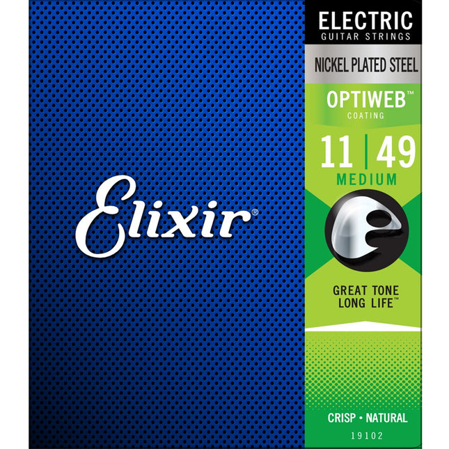 Elixir 19102 Optiweb Coated Medium Electric Guitar Strings (11-49)