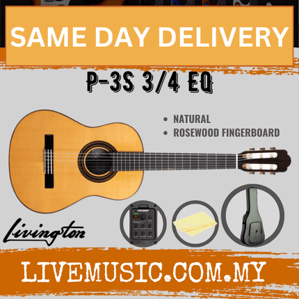 Livingston P-3S 3/4 36" Solid Spruce Top Classical Guitar, Rosewood FB, Natural ( P 3S P3S )