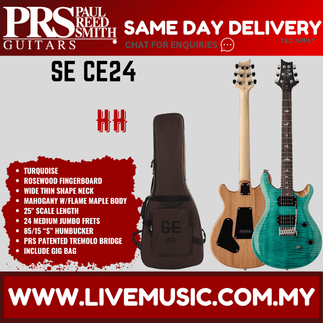 PRS SE CE24 Electric Guitar w/Bag, Vintage Sunburst / Blood Orange / Turquoise / Black Cherry