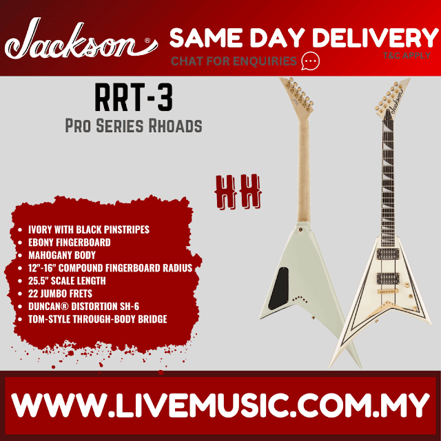 Jackson Pro Series Rhoads RRT3 Electric Guitar - Ivory with Black Pinstripes (RRT-3/RRT 3)