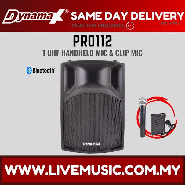 Portable PA speaker with UHF handheld & clip mic, black