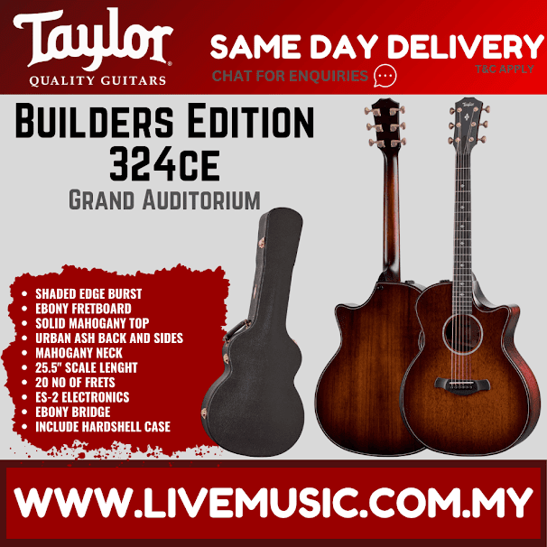 Taylor Builders Edition 324ce V-Class Grand Auditorium Acoustic Guitar w/Case