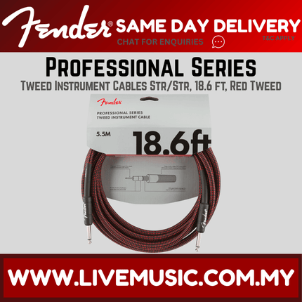 Fender Professional Series Instrument Cable, 18.6ft - Red Tweed