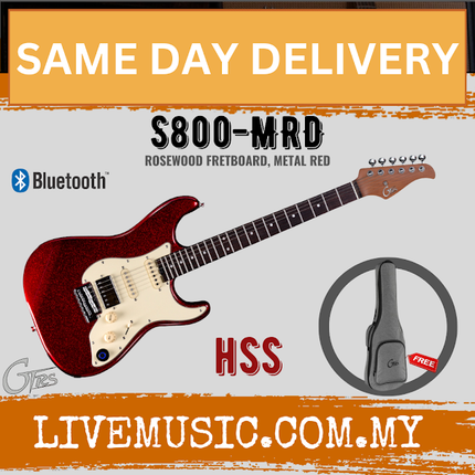 GTRS S800-MRD HSS Series Intelligent Electric Guitar, Rosewood FB, Metal Red