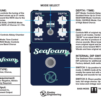 Keeley Seafoam Plus Chorus Guitar Effects Pedal