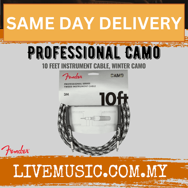Fender Professional Series Instrument Cable, 10ft Straight/Straight, Winter Camo
